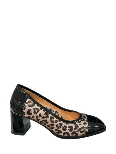 Elegant black animal print heeled shoes RELAX ANATOMIC (SKU)62031