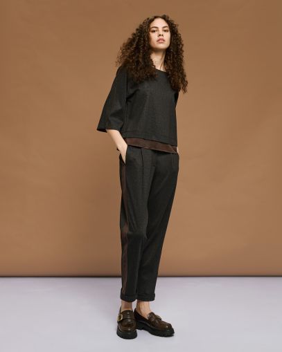 Women's blouse with wide sleeves and suede trims - style and comfort ACCESS FASHION (SKU) 2031