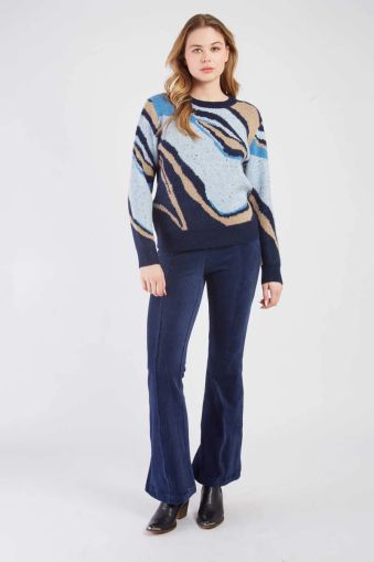 Women's jacquard sweater with abstract print DERHY (SKU) A540022