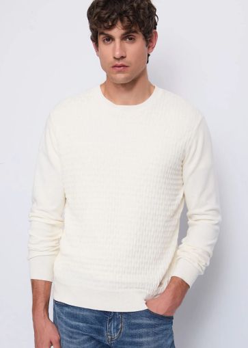 White cotton sweater with cashmere - luxury and comfort GAUDI (SKU) 521GU53063