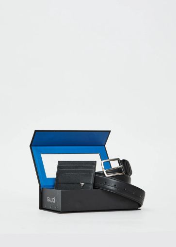 Men's belt and business card set - elegant gift GAUDI (SKU) 12560