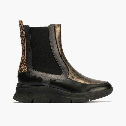 Леопардови акценти! Черни дамски спортни обувки за стил и комфорт.PITILLOS (SKU)10755