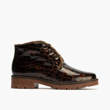 Дамски кафяви боти кроко - елегантни и удобни за всеки ден!PITILLOS (SKU)10773