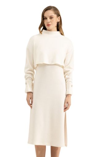 White knitted long dress - elegant and stylish LE SARTE DEL SOLE (SKU) 3644