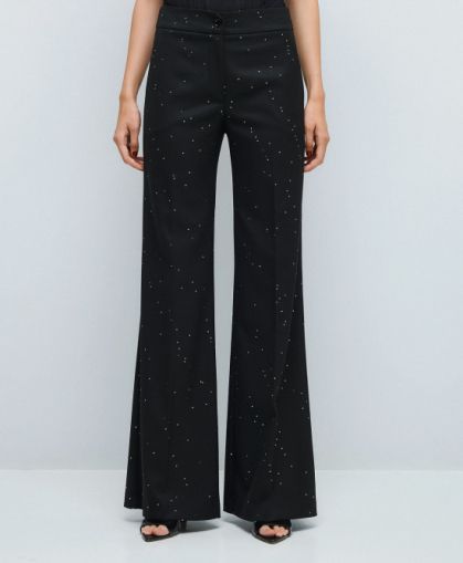 Black Elegant Women's Pants with Sequins ACCESS FASHION (SKU) 5093