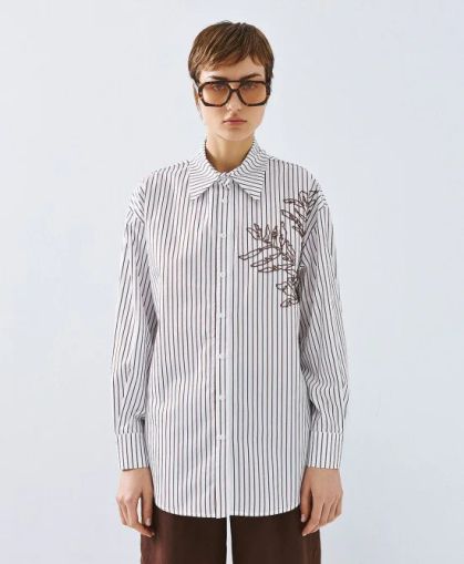 Дамска раирана риза с бродерия ACCESS FASHION (SKU)7034