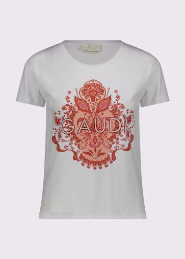 Дамска памучна тениска с принт - стил и комфорт GAUDI (SKU) 611BD64047