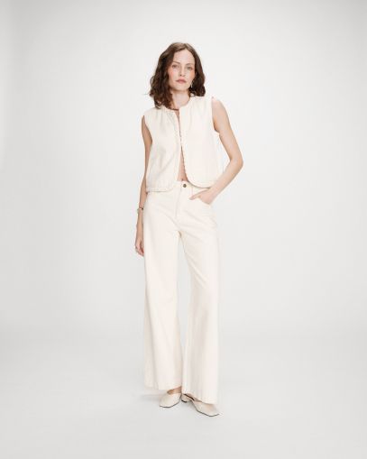 Women's Wide Jeans Jaden Ecru - Urban Style GRACE & MILA (SKU) 13018