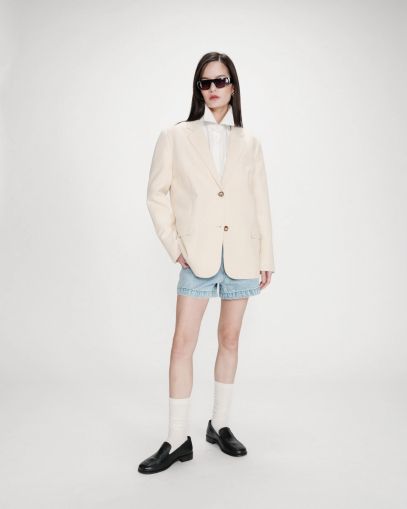 Дамско ванилово раирано сако с две копчета GRACE & MILA (SKU) 11016