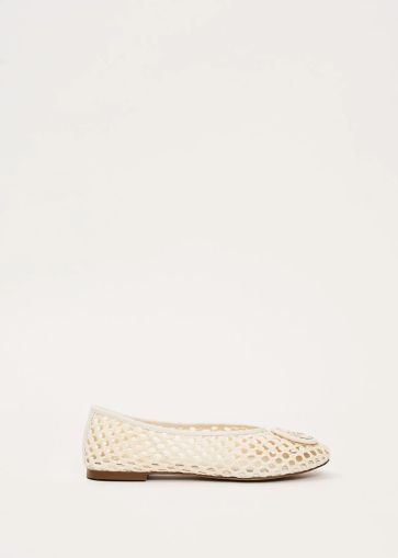 Women's white ballet flats made of woven eco-leather GAUDI (SKU) V6365190