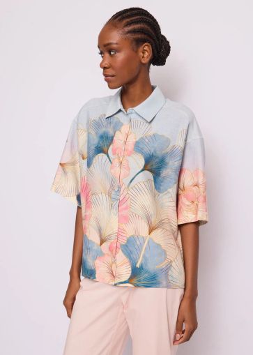 Floral women's short-sleeved shirt - elegant and stylish GAUDI (SKU) 611FD45052