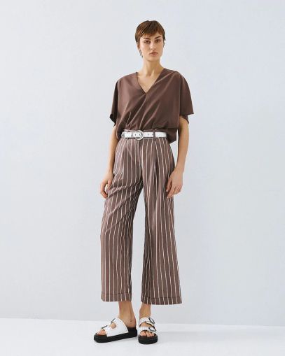 Striped Women's High Waisted Pants - Elegant Comfort ACCESS FASHION (SKU) 5128