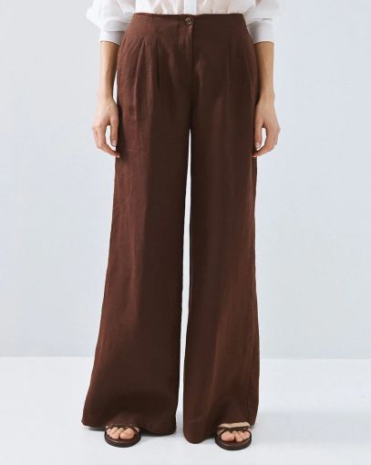 Кафе панталон с широки крачоли - елегантен комфорт ACCESS FASHION (SKU) 5007