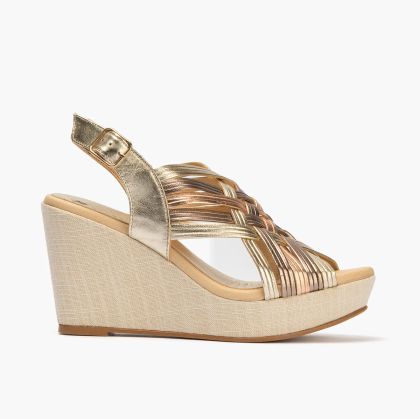 Златисти сандали на платформа - стил и комфорт!PITILLOS (SKU)30205