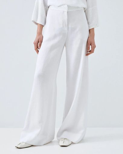 White viscose linen trousers - elegant comfort ACCESS FASHION (SKU) 5032