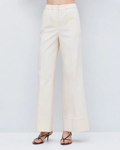 Мръсно Бели Дамски Панталони с Висока Талия ACCESS FASHION (SKU) 5044