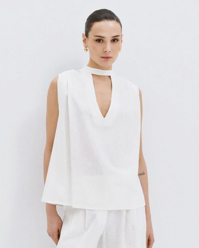 Бял Елегантен Дамски Топ - Класика и Стил ACCESS FAHION (SKU) 2085