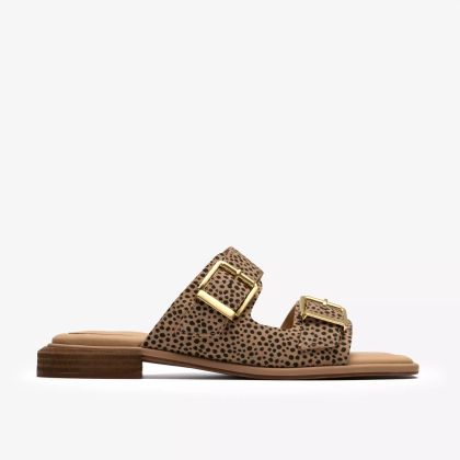 Дамски чехли с модерен животински принт, елегантни, удобни, нисък ток .CLARKS (SKU)26185802