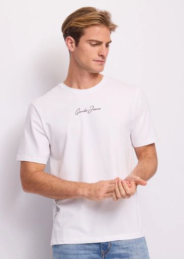 Men's White T-Shirt with Logo on the Front - Elegant, Comfortable and Modern GAUDI(SKU)611GU64109