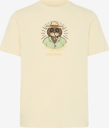 Men's T-Shirt Beige with Bear Print - Soft Cotton, Modern Design BLEND (SKU)20720663..