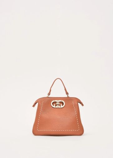 Elegant women's handbag with top handle in warm brown, style and comfort GAUDI (SKU) 12873