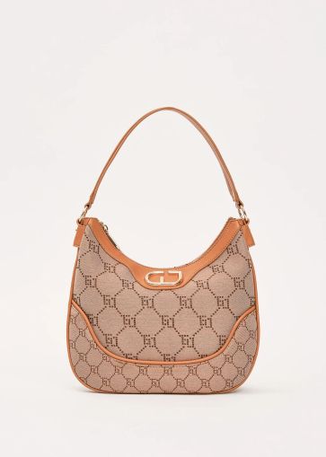 Black jacquard hobo bag with shoulder strap GAUDI (SKU) 12701