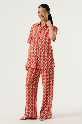 Women's Fine Cotton Knit Trousers with High Waist - Stylish Comfort GARCIA (SKU) P260316