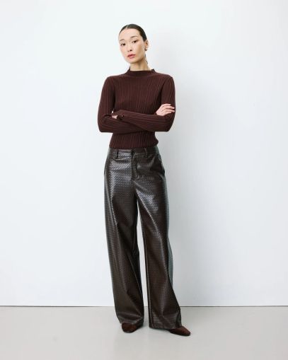 Women's eco-leather trousers with a knitted effect - modern and elegant! GRACE&MILA (SKU)13037