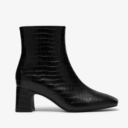 Women's black heeled ankle boots in crocodile-effect leather – perfect for an elegant look!!! CLARKS (SKU) 26327187