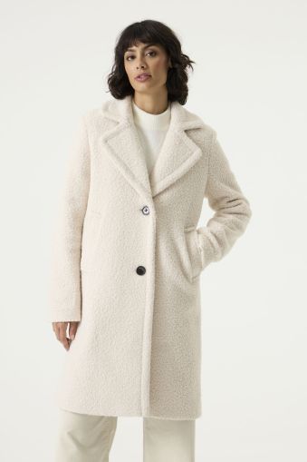 Women’s bouclé coat, white – elegant, warm, and stylish for any season – GARCIA (SKU) GJ2600910
