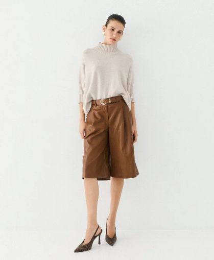 Стилни дамски бермуди от еко кожа с висока талия – Модерни и удобни!!!ACCESS FASHION (SKU)5031