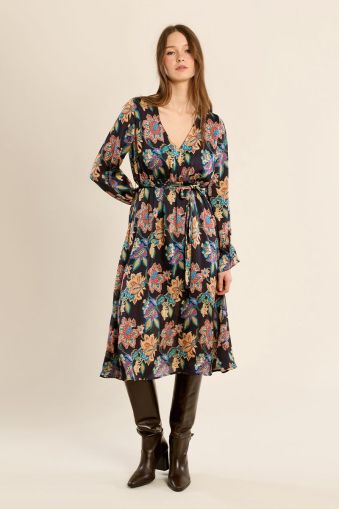 Floral Midi Dress with a Flower Pattern – Elegant, Stylish, Comfortable – MOLLY BRACKEN (SKU) G986EH