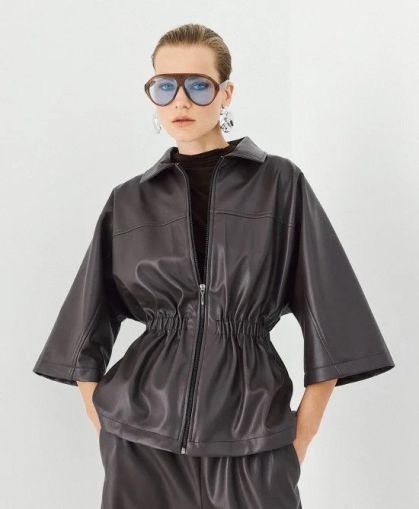 Дамско стилно яке от еко кожа с модерни 3/4 ръкави – елегантност и комфорт!ACCESS FASHION (SKU)1016