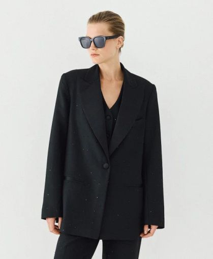 Дамско елегантно сако, класически модел с черни акценти - ACCESS FASHION (SKU)1027