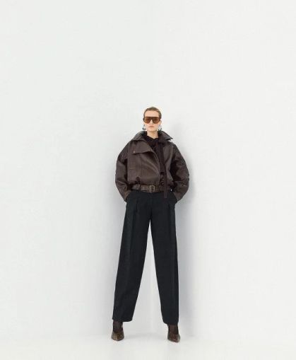Дамско стилно модерно удобно яке от еко кожа, в тъмно кафяв цвят.ACCESS FASHION (SKU)9154