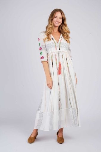 Long women's dress with V-neck DERHY (SKU) P515012