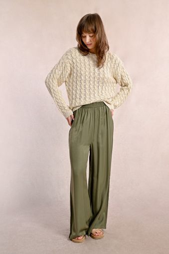 Women's high-waisted trousers in khaki color MOLLY BRACKEN (SKU) LA1685DP