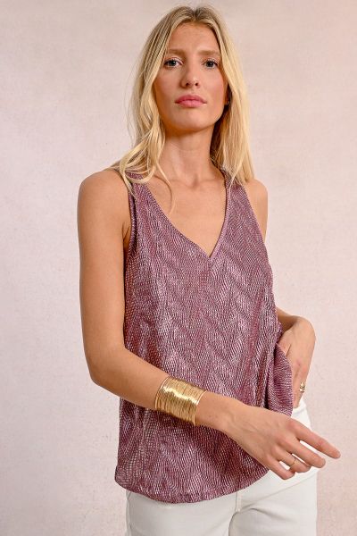 Women's shiny tank top with wide straps - for a comfortable look MOLLY BRACKEN (SKU) TW131DE