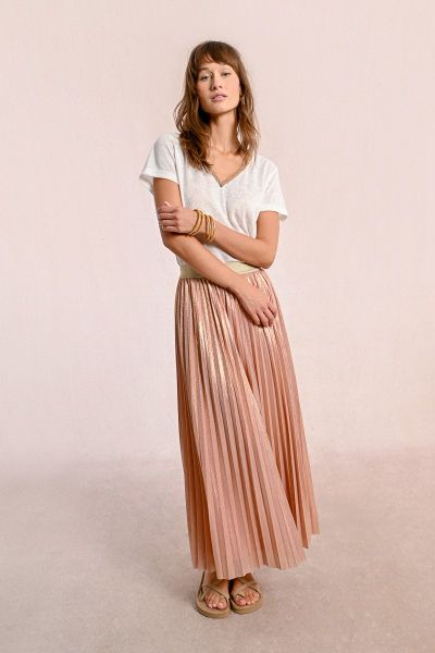 Women's pleated skirt with iridescent pearl effect - LIGHT PINK MOLLY BRACKEN (SKU) TW136DE