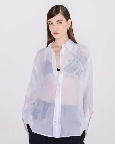 Women's shirt with floral sequin embroidery ACCESS FASHION (SKU) 7057