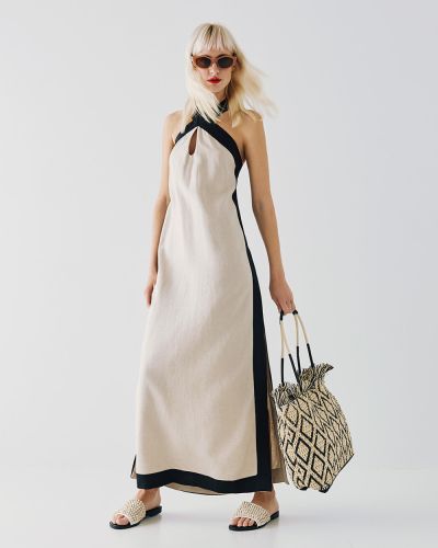 Long women's linen dress in two colors ACCESS FASHION (SKU) 3379