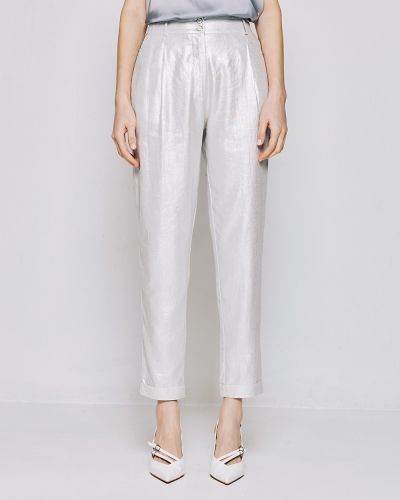 Elegant women's trousers with metallic sheen and crystals ACCESS FACHION (SKU) 5110