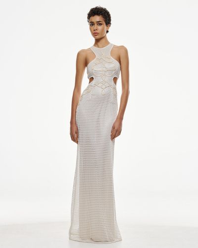 Elegant long women's dress with embroidered lace ACCESS FASHION (SKU) 3413