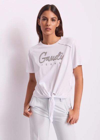 T-shirt with logo, cotton knot - style and comfort! GAUDI (SKU)511BD64029