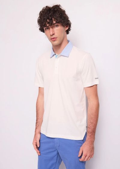 White men's polo shirt - classic style and comfort! GAUDI (SKU)511GU64045