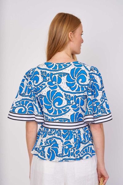 Ladies' blouse with a deep V-neck and contrasting details DERHY (SKU) P320008