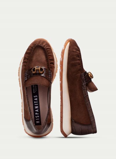Brown suede women's shoes for every day HISPANITAS (SKU)254400.