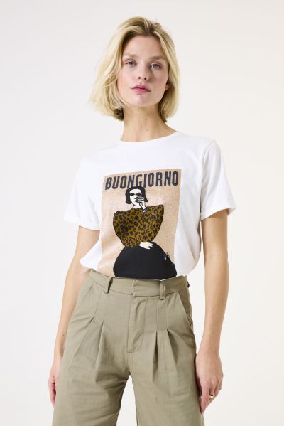 Дамска тениска BUONGIORNO в бяло GARCIA (SKU) H5OOO1