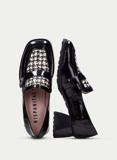 Elegant black heeled shoes with polka dot print!HISPANITAS (SKU)254220