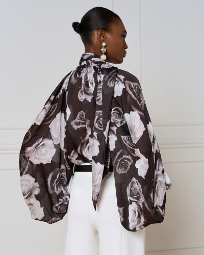 Elegant women's shirt with V-neck and tie ACCESS FASHION (SKU) 2167